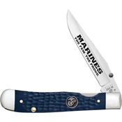 Case 13196 USMC Trapperlock Knife Navy Blue Jigged Handles
