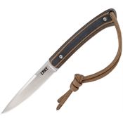 CRKT 2382 Biwa Satin Fixed Blade Knife Black and Brown Handles