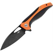 Bestech G26E Komodo Black Stonewashed Linerlock Knife Black/Orange Handles
