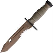 Fox 3003 Oplita Combat Tanto Serrated Fixed Blade Knife Coyote Tan Handles