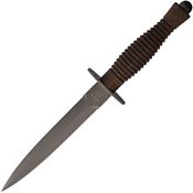 Fox 592W Fairbairn Sykes Fighting Black Fixed Blade Knife Sculpted Walnut Handles