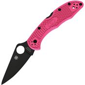 Spyderco 11FPPNS30VBK Pink Heals Delica Black Lockback Knife Pink Handles