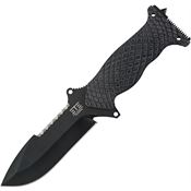 ETE K1502 Tactical D2 Black Fixed Blade Knife Black Handles