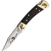 Yellowhorse 367 Bass Custom Buck 112 Lockback Knife Ebony Wood Handles