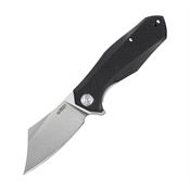 Kubey 329A Cleaver Stonewashed Linerlock Knife Black Handles