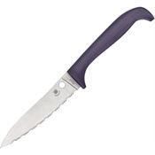Spyderco K20SPR Counter Puppy Serrated Satin Fixed Blade Knife Purple Handles