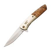 Browning 0470 Nine Mile Framelock Knife Burl Wood Handles