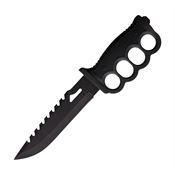 ElitEdge 20670A Tactical Serrated Black Fixed Blade Knife Black Handles