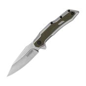 Kershaw 1369 Salvage Assist Open Framelock Knife Stainless/Green Handles