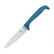 Spyderco K20SBL Counter Puppy Serrated Satin Fixed Blade Knife Blue Handles