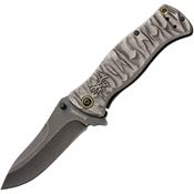 Browning 0468 River Stone Framelock Knife Black Handles