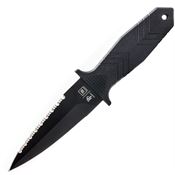 TB Outdoor 002 Protecteur Tactical Serrated Black Fixed Blade Knife Black Handles