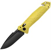 TB Outdoor 059 C.A.C. Axis Lock Black Folding Knife Yellow Handles