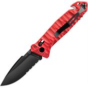 TB Outdoor 115 C.A.C. S200 Axis Lock Black Folding Knife Red Handles