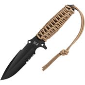 TB Outdoor 004 Survival Black Fixed Blade Knife Coyote Brow Handles