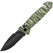 TB Outdoor 044 C.A.C. S200 Axis Lock Black Folding Knife Green Handles