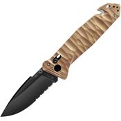 TB Outdoor 105 C.A.C. S200 Axis Lock Black Folding Knife Coyote Tan Handles