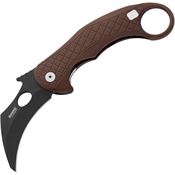 LionSTEEL LE1AEB L.E.One Chemical Black Finish Knife Brown Handles