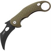 LionSTEEL LE1AGB L.E.One Chemical Black Finish Knife Green Handles