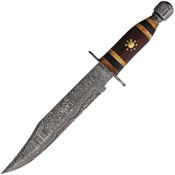 Marbles 483 Bowie Damascus Fixed Blade Knife Brown Handles