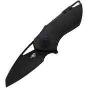 Bestech  L03C Riverstone Black Stonewashed Linerlock Knife Black Handles