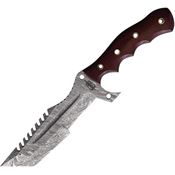 BucknBear 1225TT Tanto Tracker Damascus Fixed Blade Knife Red Micarta Handles