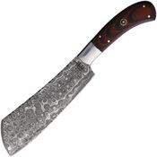 BucknBear 24104 Big Kitchen Utility Damascus Fixed Blade Knife Black/Red Handles