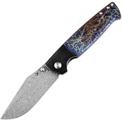 Kansept  1027A8 Shikari Damascus Framelock Knife Black/Lightning Handles