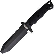 Hardcore Hardware Australia MUK01 EOD Dive Serrated Black Fixed Blade Knife Black Handles