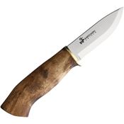 Karesuando Kniven 3643 Hunting Galten Light Mirror Fixed Blade Knife Oiled Curly Birch Handles
