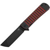 Bestech L04C Titan Black Stonewashed Tanto Linerlock Knife Red G10/Carbon Fiber Handles