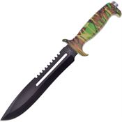 Frost 18431CA Jungle Fever IV Bowie Black Fixed Blade Knife Camo Handles