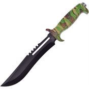 Frost 18432CA Jungle Fever III Bowie Black Fixed Blade Knife Camo Handles