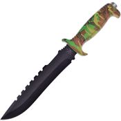 Frost 18433CA Jungle Fever II Bowie Black Fixed Blade Knife Camo Handles