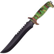 Frost 18434CA Jungle Fever I Bowie Black Fixed Blade Knife Camo Handles