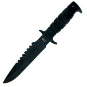 Frost 18462B Spear Head Bowie Black Fixed Blade Knife Black Handles