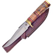 Frost CW691BROW Feather Keeper Satin Fixed Blade Knife Olive Handles
