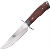Frost SHP167PW Satin Fixed Blade Knife Brown Pakkawood Handles