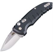 Hogue 24124 Auto A01 Microswitch Button Tumbled Drop Point Knife Black Handles