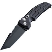 Hogue 34120 Auto EX-A01 Black Tanto Button Lock Knife Black Alum Handles