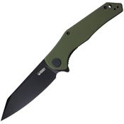 Kubey 158B2 Flash Black Linerlock Knife OD Green Handles
