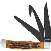 Remington 15648 Large Back Woods Trapper Knife Brown Handles