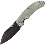 Kansept 1039A3 Nesstreet Black Stonewashed Linerlock Knife Green Handles