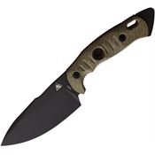 Fobos 041 Alaris Black Fixed Blade Knife Green Handles