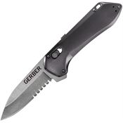 Gerber 3509 Highbrow Pivot Lock A/O Serrated Stonewash Fixed Blade Knife Gray Handles