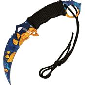 Mtech 2076BY Karambit Blue and Gold Fixed Blade Knife Black Handles
