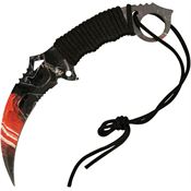 Mtech 2076GLX Karambit Black and Red Fixed Blade Knife Black Handles