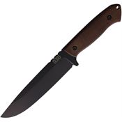 ZA-PAS 34 Expandable Black Fixed Blade Knife Brown Handles