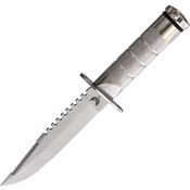 Combat Ready 375 Survival Satin Fixed Blade Knife Silver Handles