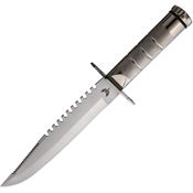 Combat Ready 377 Large Survival Satin Fixed Blade Knife Silver Handles